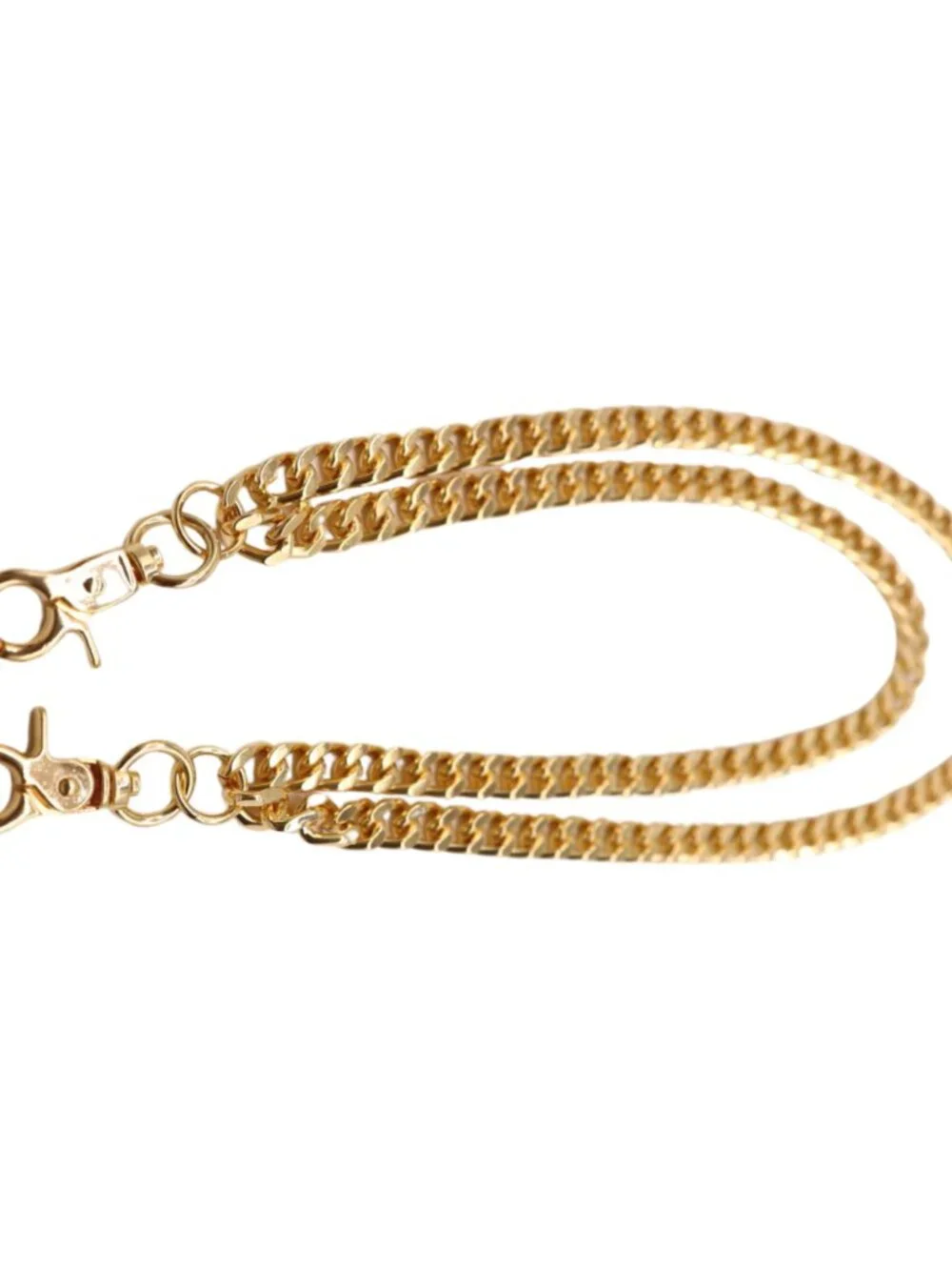 NEW Men Wallet Jeans Chain KeyChain Strong Gold Metal Links Biker 2 Strands